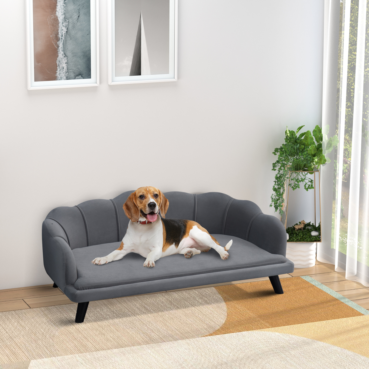 Pawffin Dog Sofa for Medium & Large Dogs — Grey