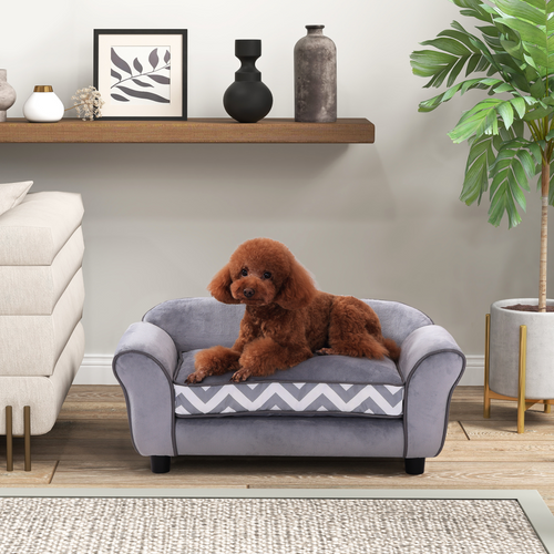 Pawffin Dog Sofa Cat Couch Bed for XS Dogs w/ Removable Sponge Cushion - Grey