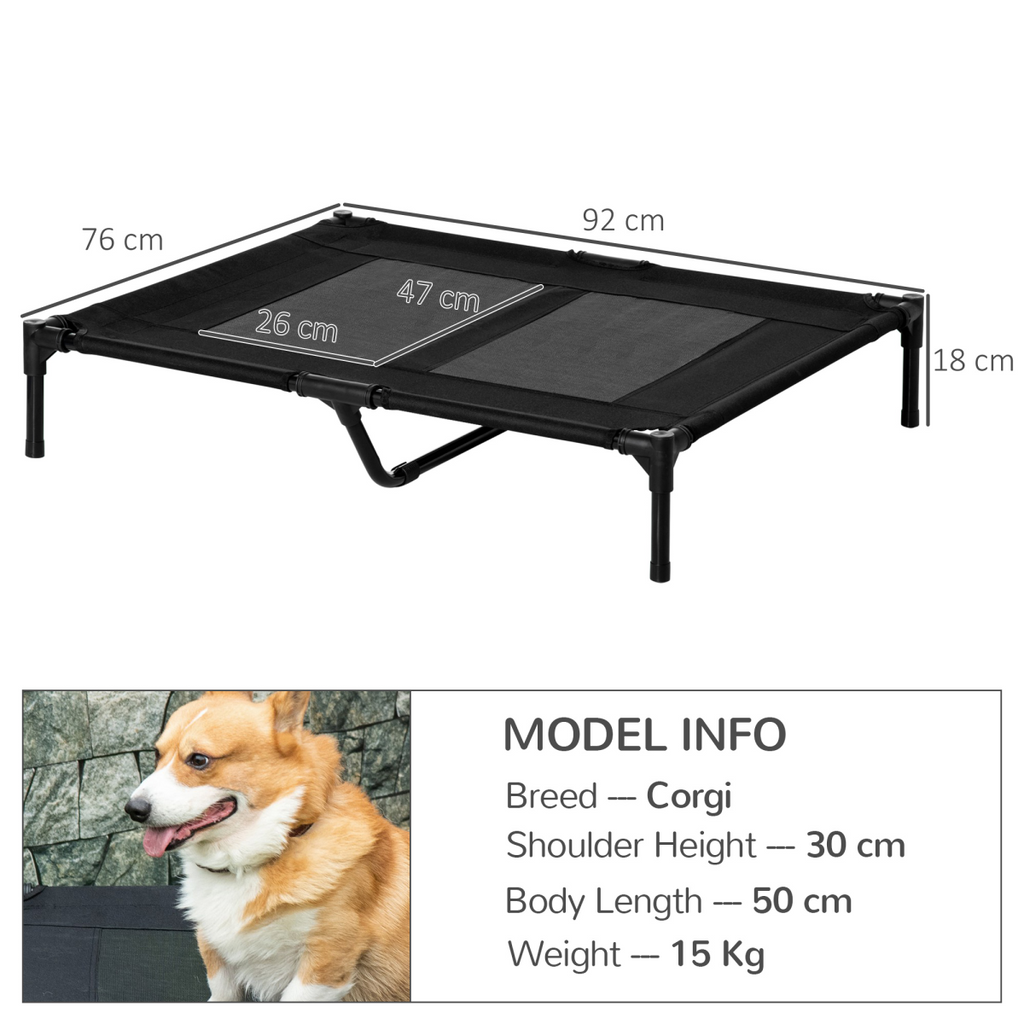 Pawffin Elevated Pet Cot — Black