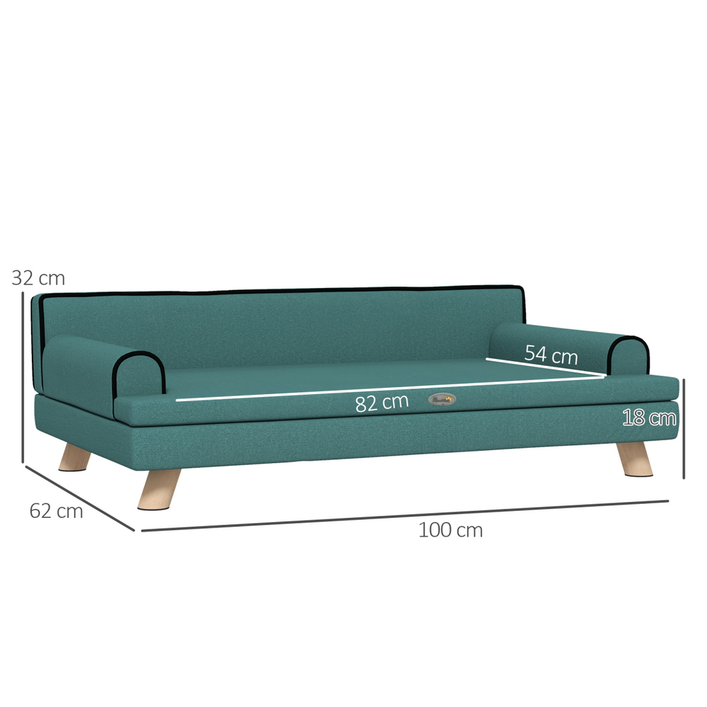 Pawffin Dog Sofa w/ Legs, Water-Resistant Fabric for Large, Medium Dogs - Green