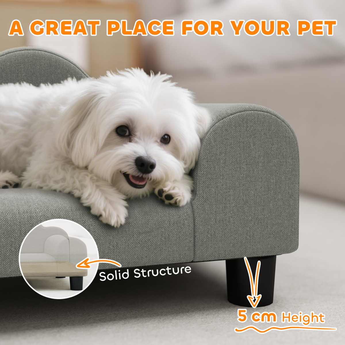 Pawffin Dog Bed/Pet Sofa Grey