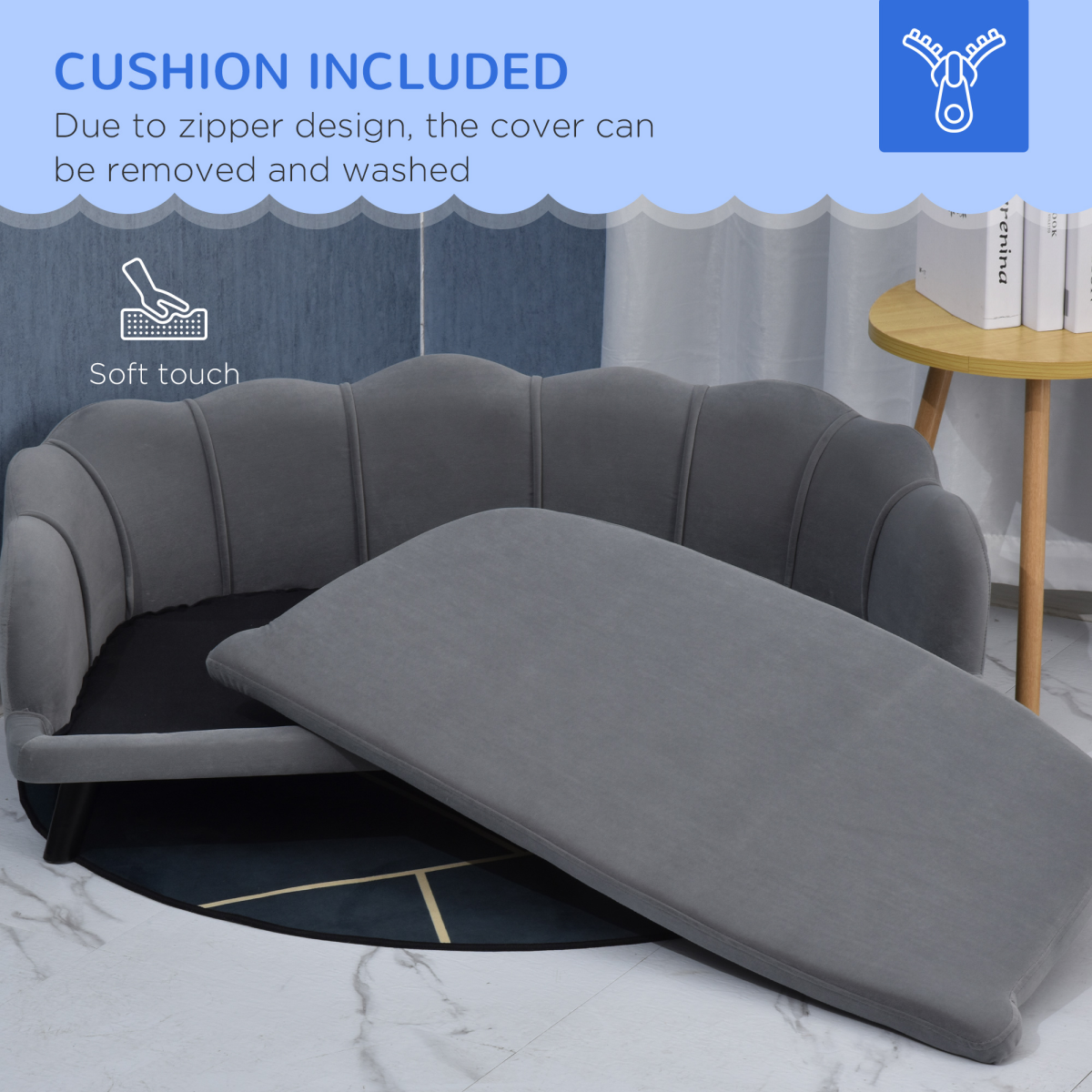 Pawffin Dog Sofa for Medium & Large Dogs — Grey