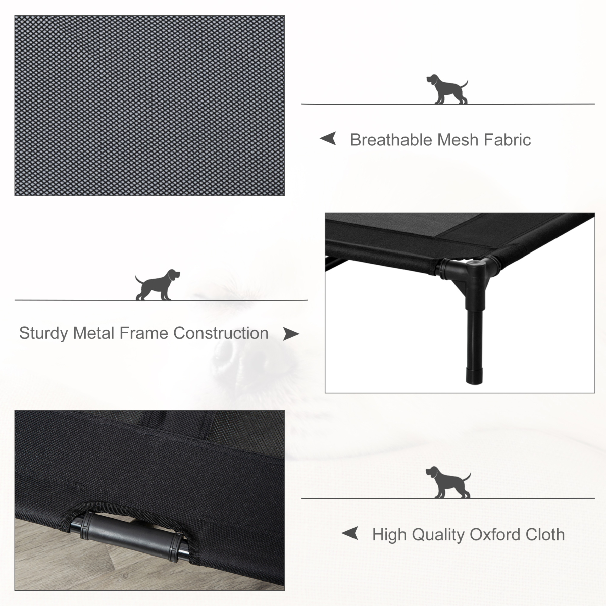 Pawffin Elevated Pet Cot — Black