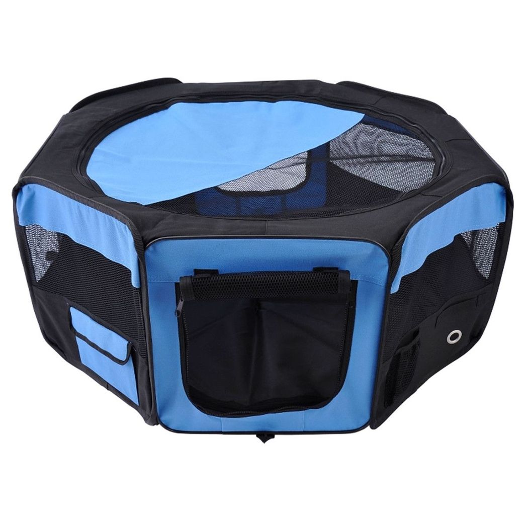 Pawffin Foldable Pet Playpen — Blue & Black