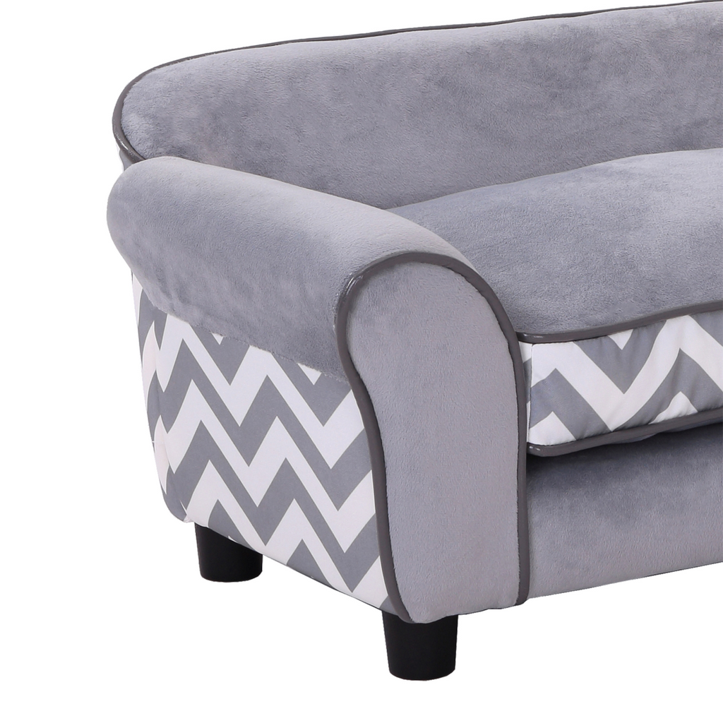 Pawffin Dog Sofa Cat Couch Bed for XS Dogs w/ Removable Sponge Cushion - Grey