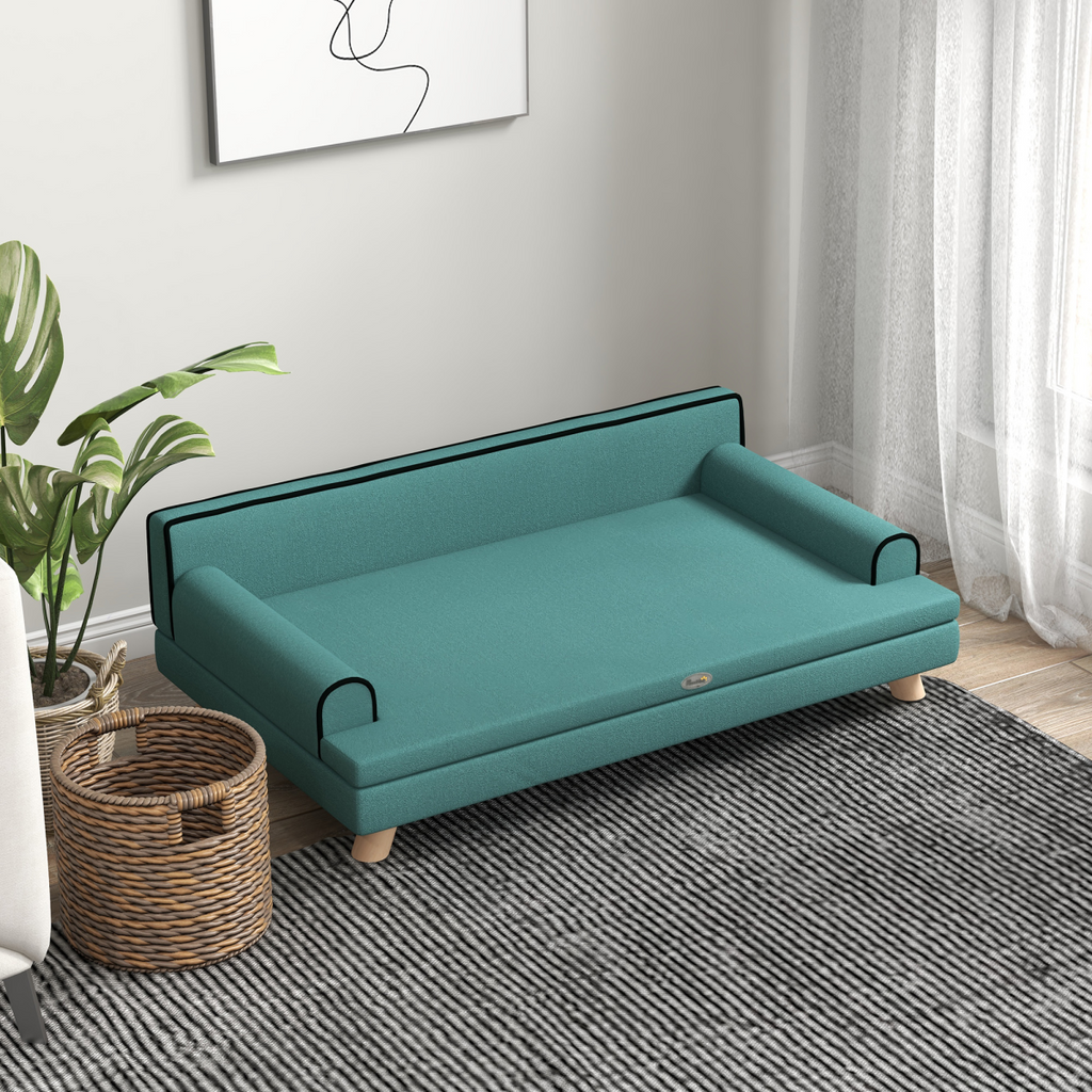 Pawffin Dog Sofa w/ Legs, Water-Resistant Fabric for Large, Medium Dogs - Green