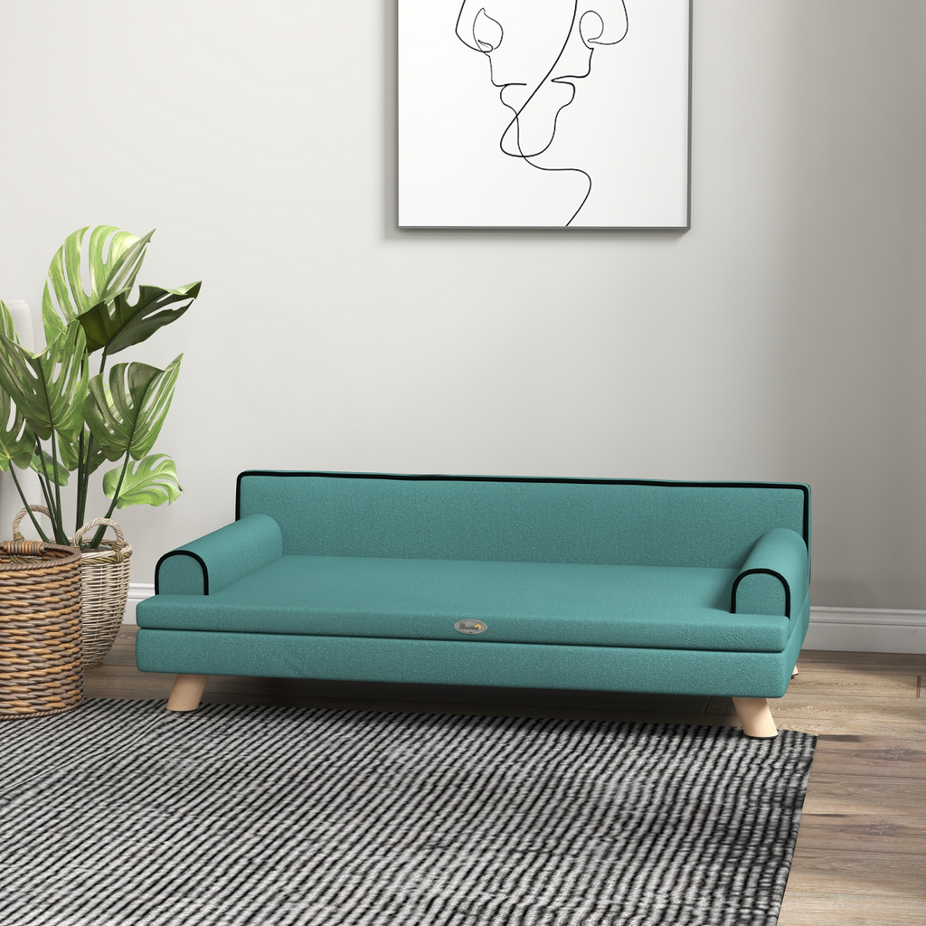 Pawffin Dog Sofa w/ Legs, Water-Resistant Fabric for Large, Medium Dogs - Green
