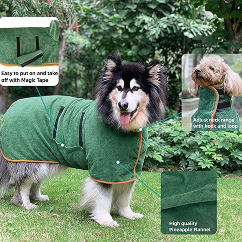 Dog Dry Robe – Microfibre Drying Coat for Dogs, Fast-Drying After-Walk Towel Bathrobe XS–XXXL