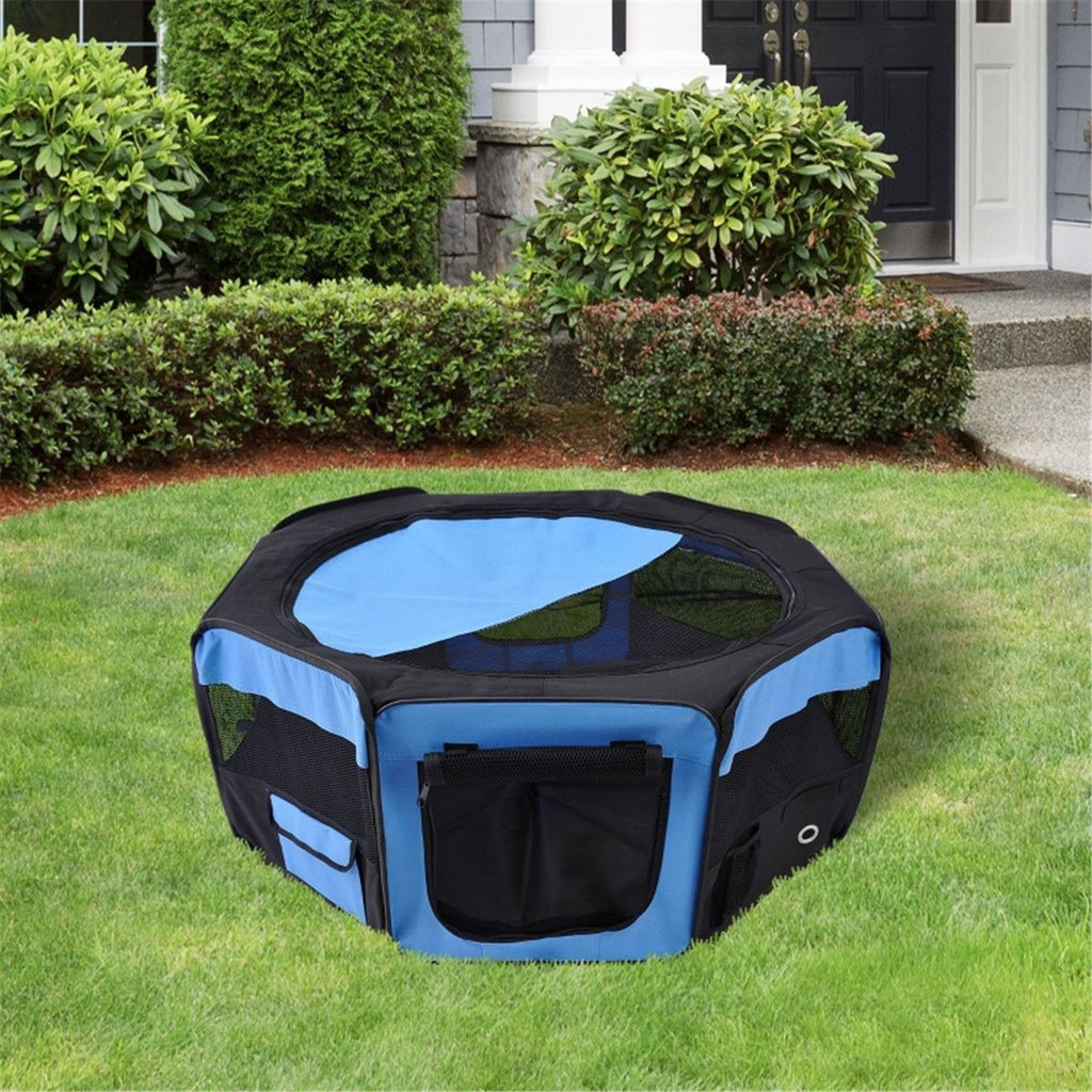 Pawffin Foldable Pet Playpen — Blue & Black