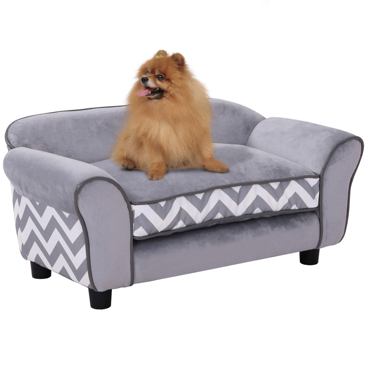 Pawffin Dog Sofa Cat Couch Bed for XS Dogs w/ Removable Sponge Cushion - Grey